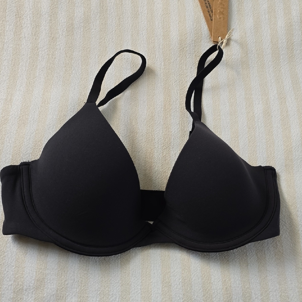 SKIMS Fits Everbody Scoop Plunge Bra Size:32C Onyx